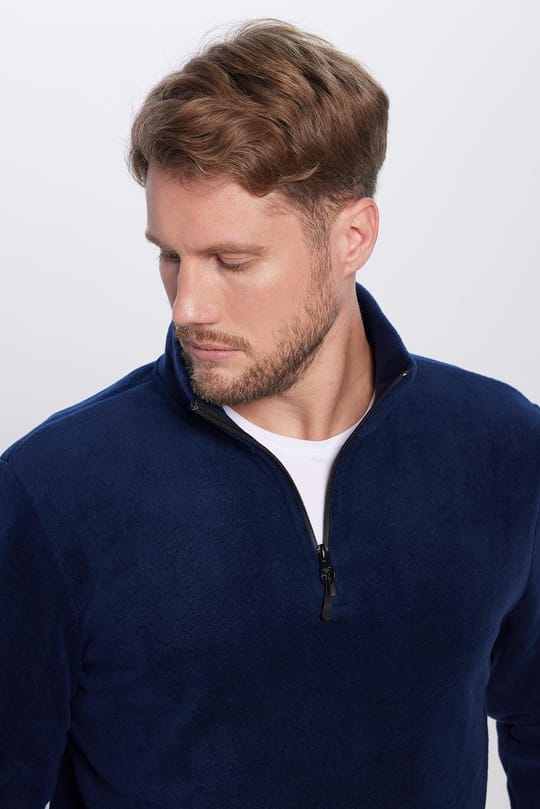 Unisex 3lü Paket Lacivert-Gri-Siyah Standart Fit Tüylenme Yapmayan Soğuk Geçirmez Polar Sweatshirt