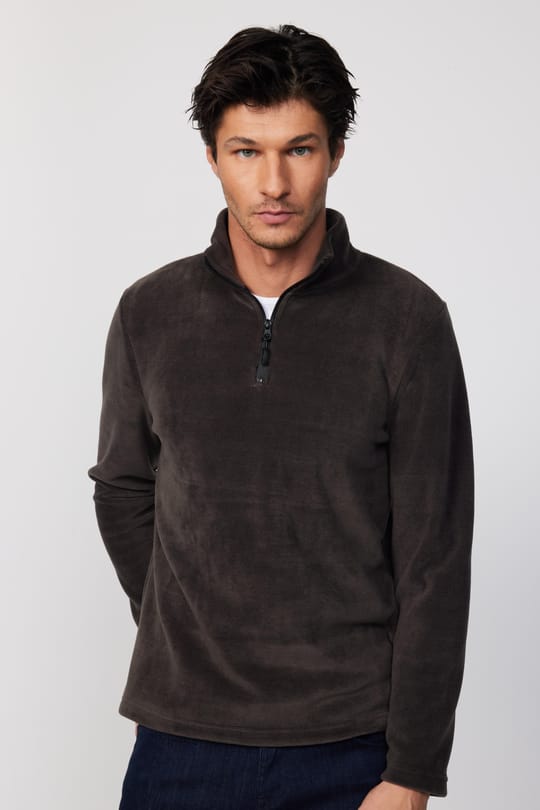 Unisex 3lü Paket Bordo-Füme-Koyu Haki Standart Fit Soğuğa Karşı Dayanıklı Polar Sweatshirt