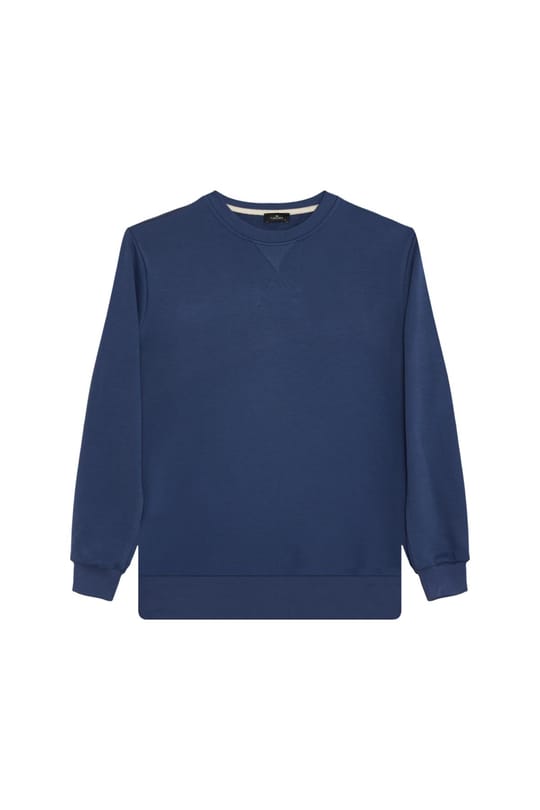 Unisex 3lü Paket Beyaz-Yeşil-Mavi Relax Fit %100 Pamuk 3 İplik Bisiklet Yaka Sweatshirt