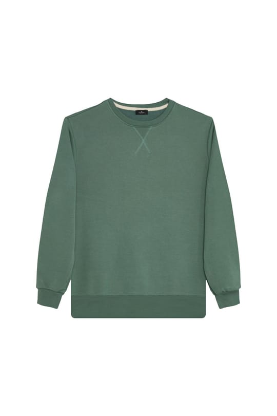 Unisex 3lü Paket Beyaz-Yeşil-Mavi Relax Fit %100 Pamuk 3 İplik Bisiklet Yaka Sweatshirt