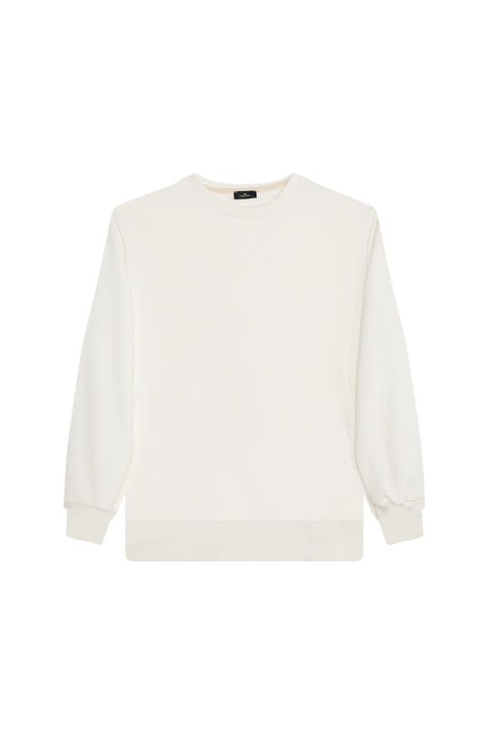 Unisex 3lü Paket Beyaz-Yeşil-Mavi Relax Fit %100 Pamuk 3 İplik Bisiklet Yaka Sweatshirt