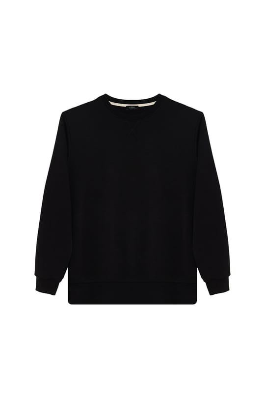 Unisex 3lü Paket Siyah-Yeşil-Taş Relax Fit %100 Pamuk 3 İplik Bisiklet Yaka Sweatshirt