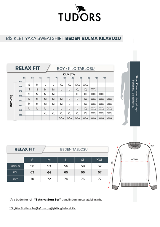 Unisex 3lü Paket Siyah-Gri-Lacivert Relax Fit Pamuklu 3 İplik İçi Polarlı Bisiklet Yaka Sweatshirt