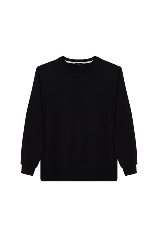 Unisex 3lü Paket Siyah-Gri-Lacivert Relax Fit Pamuklu 3 İplik İçi Polarlı Bisiklet Yaka Sweatshirt