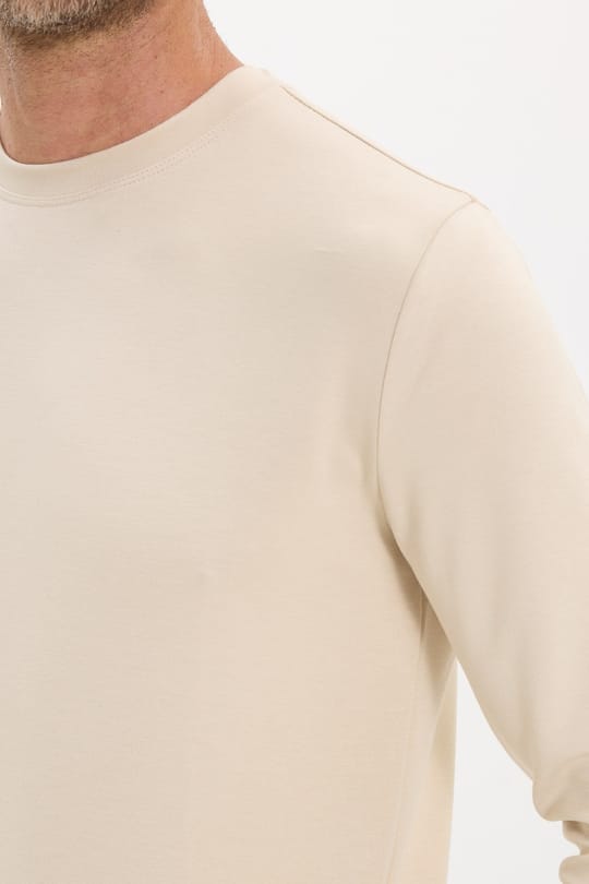 Erkek Standart Fit Normal Kesim Uzun Kollu Ekstra Soft Modal Kumaş Bisiklet Yaka Kemik Rengi Sweatshirt