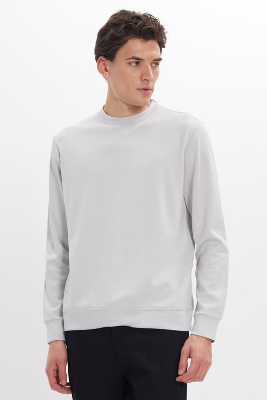 Erkek Standart Fit Normal Kesim Uzun Kollu Ekstra Soft Modal Kumaş Bisiklet Yaka Taş Sweatshirt