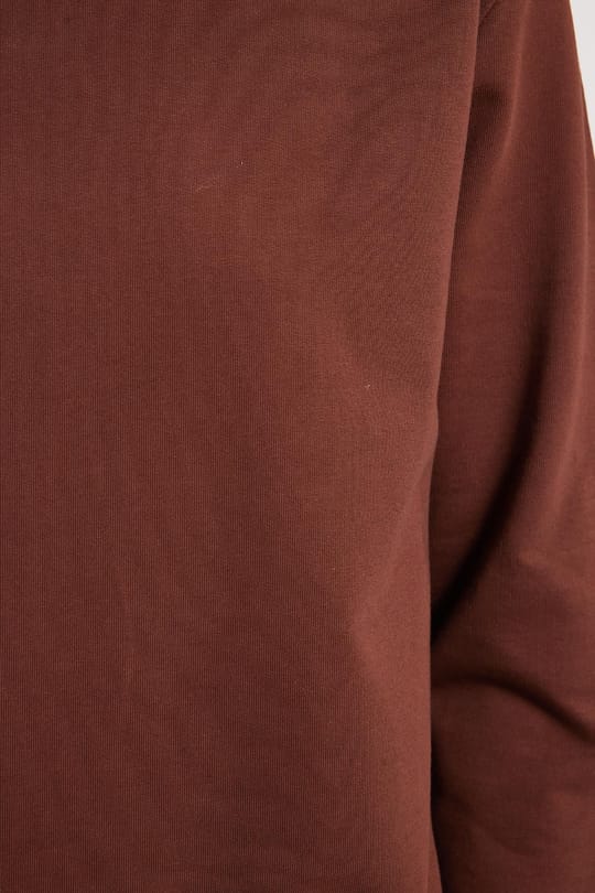 Kadın Oversize Geniş Kesim %100 Pamuk 2 İplik Bisiklet Yaka Kahverengi Sweatshirt 