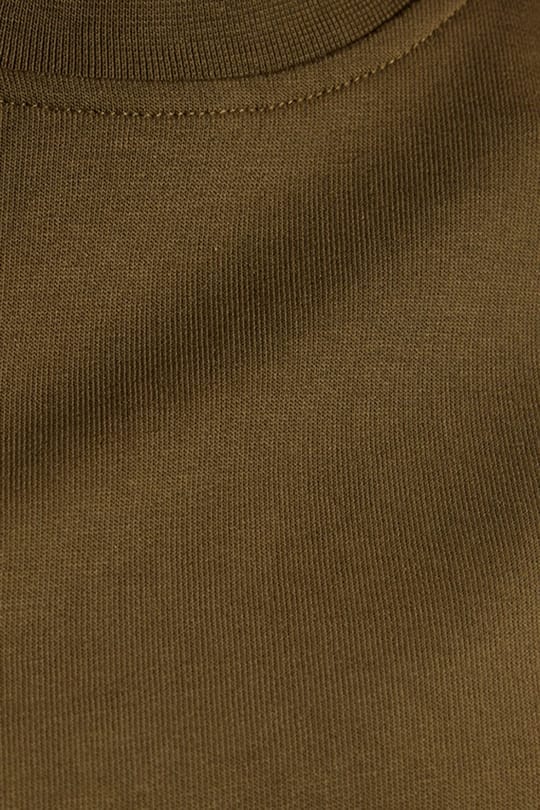 Kadın Oversize Geniş Kesim %100 Pamuk 2 İplik Bisiklet Yaka Haki Sweatshirt 