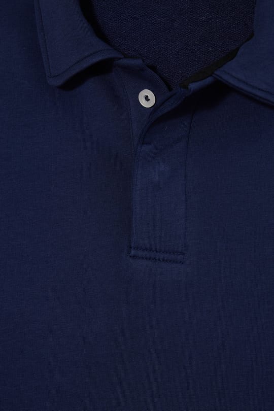 Erkek Relax Fit Rahat Kesim Pamuklu Yumuşak Dokulu 3 İplik Lacivert Polo Yaka Sweatshirt