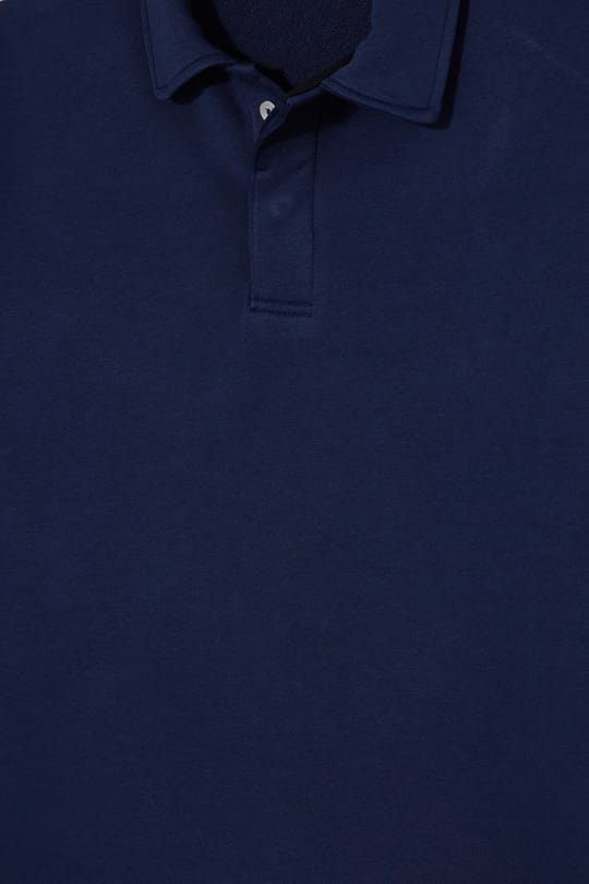 Erkek Relax Fit Rahat Kesim Pamuklu Yumuşak Dokulu 3 İplik Lacivert Polo Yaka Sweatshirt