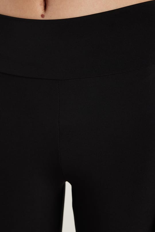 Kadın Slim Fit Dar Kesim İnterlok Siyah Tayt