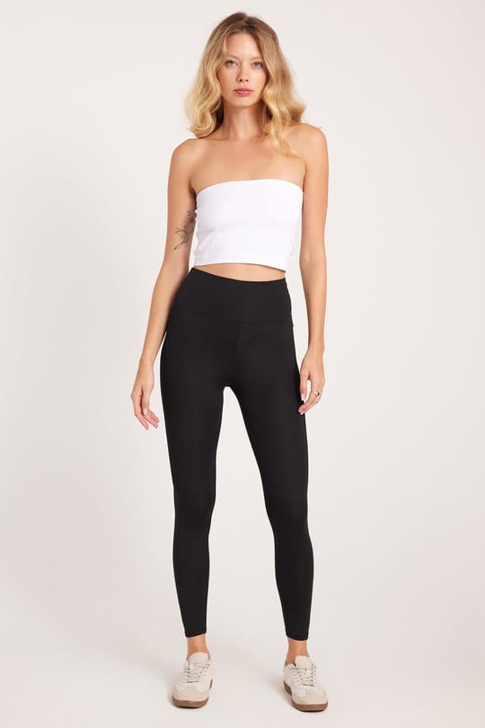 Kadın Slim Fit Dar Kesim Scuba Kumaş Beli Lastikli Siyah Tayt