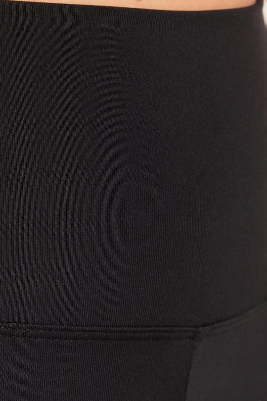 Kadın Slim Fit Dar Kesim Scuba Kumaş Beli Lastikli Siyah Tayt