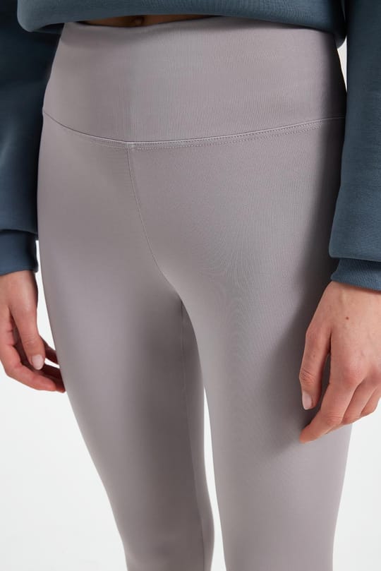 Kadın Slim Fit Dar Kesim Scuba Kumaş Beli Lastikli Gri Tayt