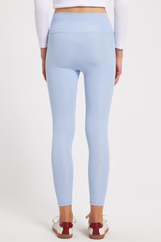Kadın Slim Fit Dar Kesim Scuba Kumaş Beli Lastikli Mavi Tayt