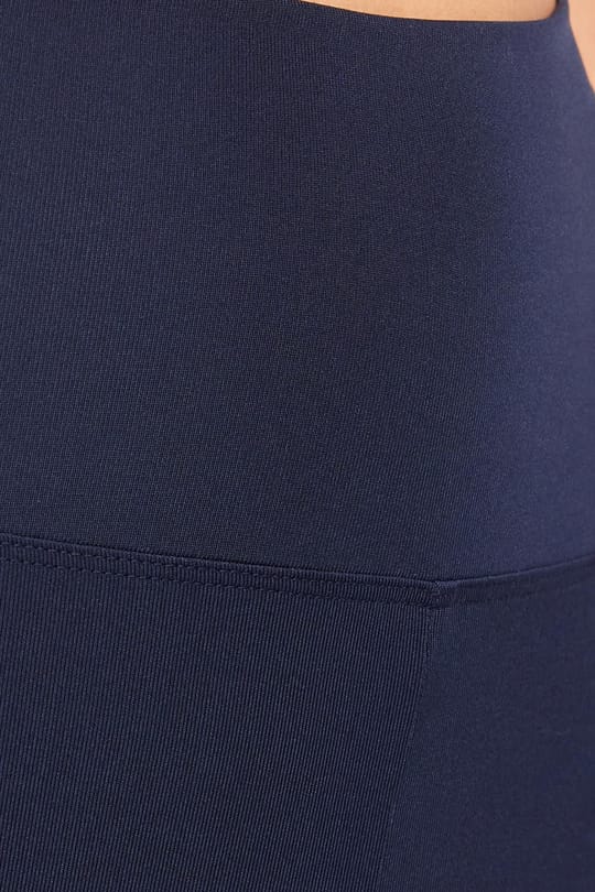 Kadın Slim Fit Dar Kesim Scuba Kumaş Beli Lastikli Lacivert Tayt