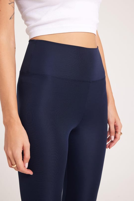 Kadın Slim Fit Dar Kesim Scuba Kumaş Beli Lastikli Lacivert Tayt
