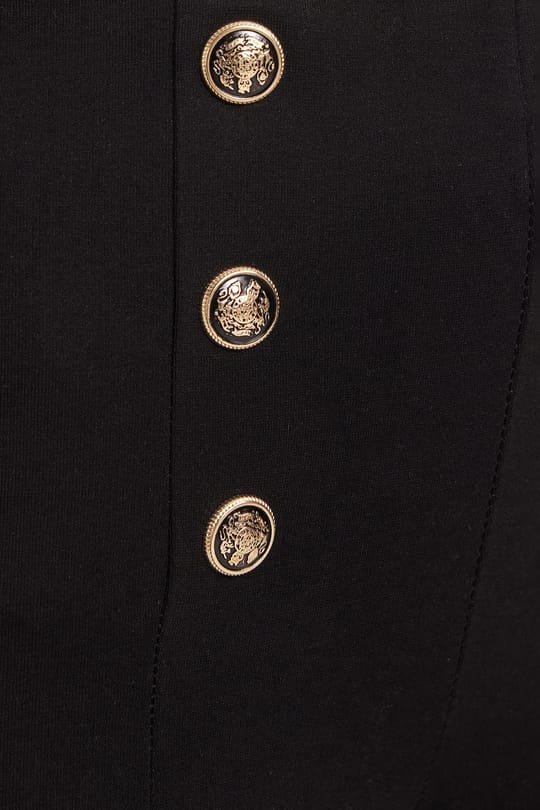 Kadın Slim Fit Dar Kesim Beli Lastikli Düğme Detaylı Siyah Tayt