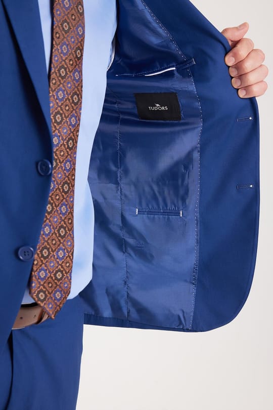 Erkek Slim Fit Mono Yaka Likralı Esnek Kumaş İndigo Takım Elbise