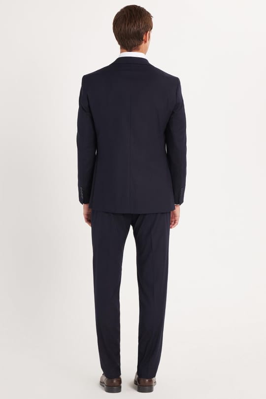 Erkek Slim Fit Mono Yaka Likralı Esnek Kumaş Lacivert Takım Elbise