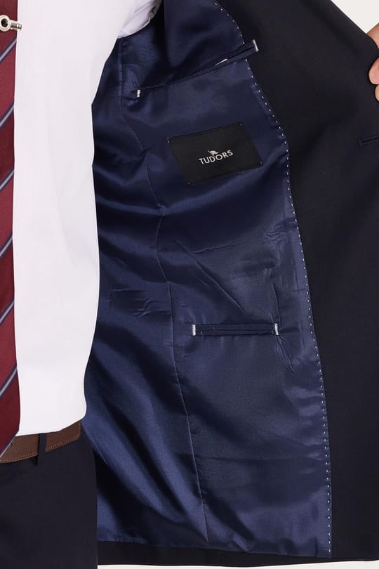 Erkek Slim Fit Mono Yaka Likralı Esnek Kumaş Lacivert Takım Elbise