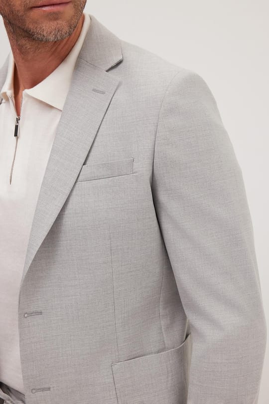 Erkek Slim Fit Mono Yaka Likralı Esnek Kumaş Gri Takım Elbise