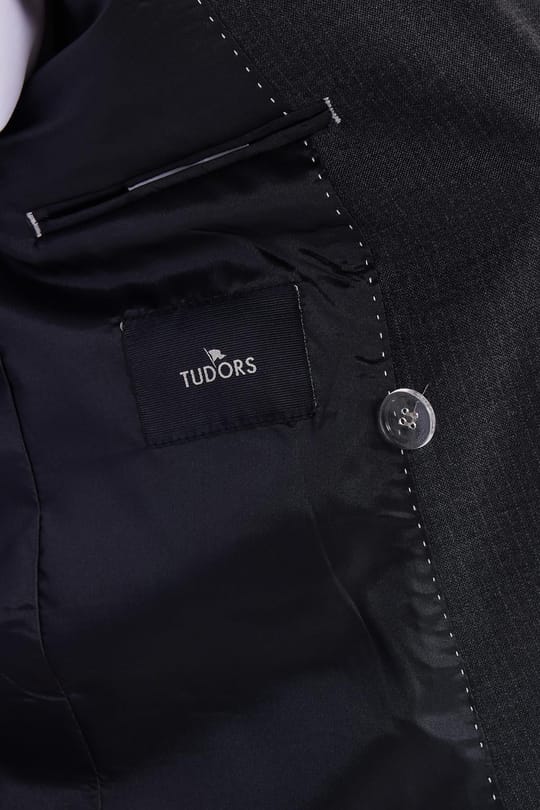 Erkek Slim Fit Sivri Yaka Çizgili Kapaklı Cepli Antrasit Takım Elbise