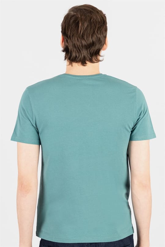 Erkek Slim Fit Dar Kesim Pamuklu Yumuşak Dokulu Likralı Esnek Kumaş Düz Basic Yeşil V Yaka Tişört