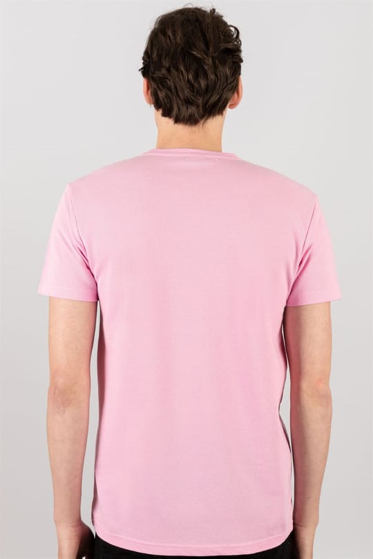 Erkek Slim Fit Dar Kesim Pamuklu Oxford Pembe V Yaka Tişört