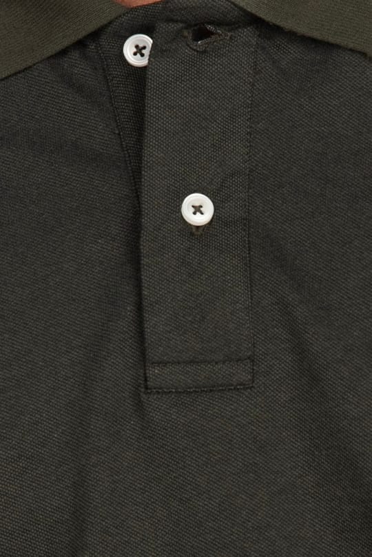 Erkek Slim Fit Dar Kesim %100 Pamuk Düz Pike Haki Polo Yaka Tişört