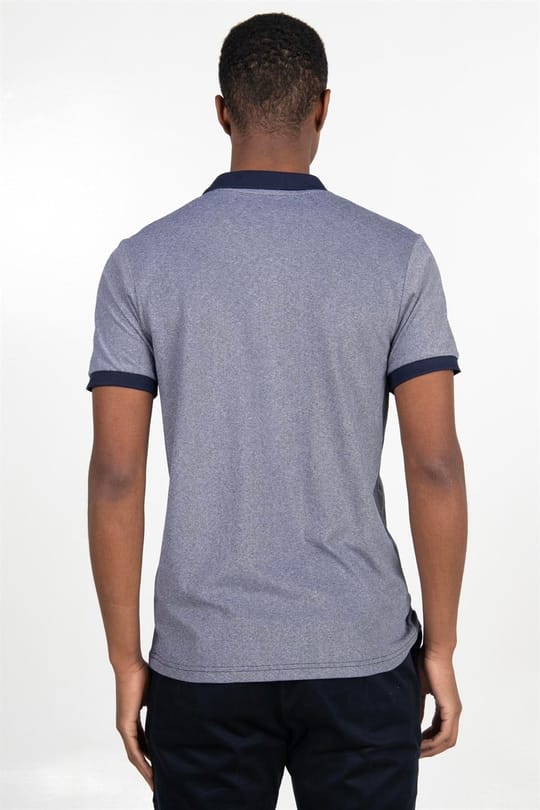 Erkek Slim Fit Dar Kesim %100 Pamuk Düz Pike Lacivert Polo Yaka Tişört