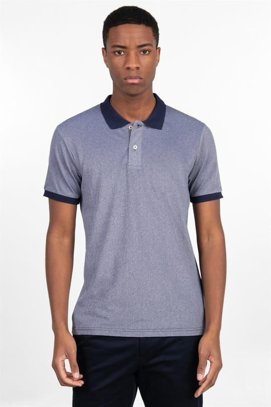 Erkek Slim Fit Dar Kesim %100 Pamuk Düz Pike Lacivert Polo Yaka Tişört