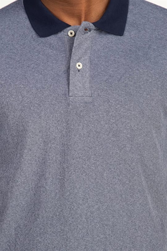 Erkek Slim Fit Dar Kesim %100 Pamuk Düz Pike Lacivert Polo Yaka Tişört