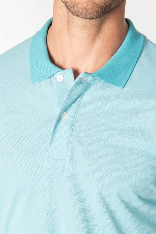Erkek Slim Fit Dar Kesim Pamuklu Düz Pike Yeşil Polo Yaka Tişört