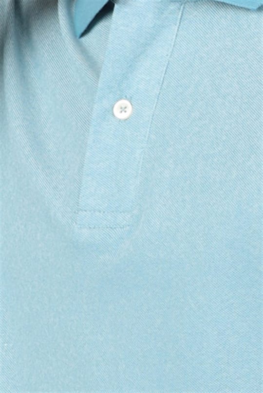 Erkek Slim Fit Dar Kesim Pamuklu Düz Pike Turkuaz Polo Yaka Tişört