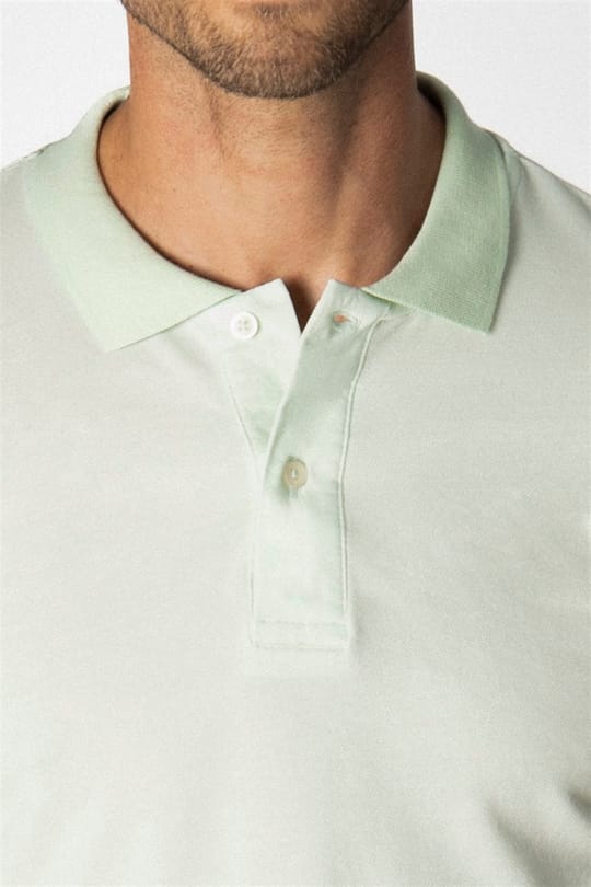 Erkek Slim Fit Dar Kesim Pamuklu Düz Pike Yeşil Polo Yaka Tişört