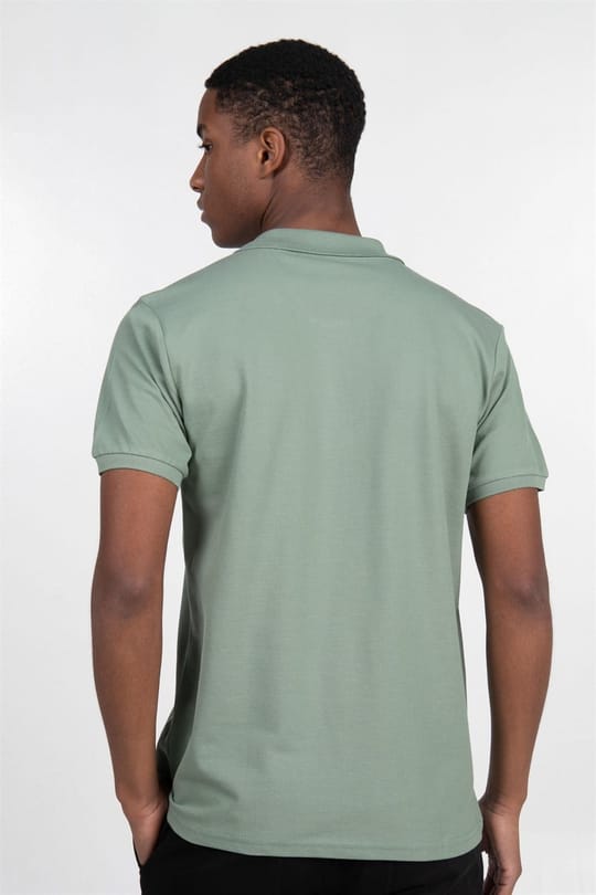 Erkek Slim Fit Dar Kesim %100 Pamuk Düz Pike Mint Polo Yaka Tişört