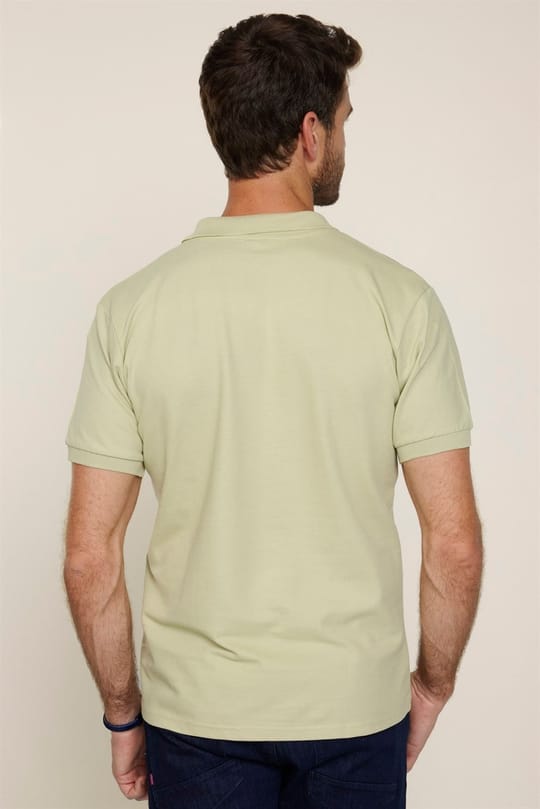 Erkek Slim Fit Dar Kesim %100 Pamuk Düz Pike Yeşil Polo Yaka Tişört