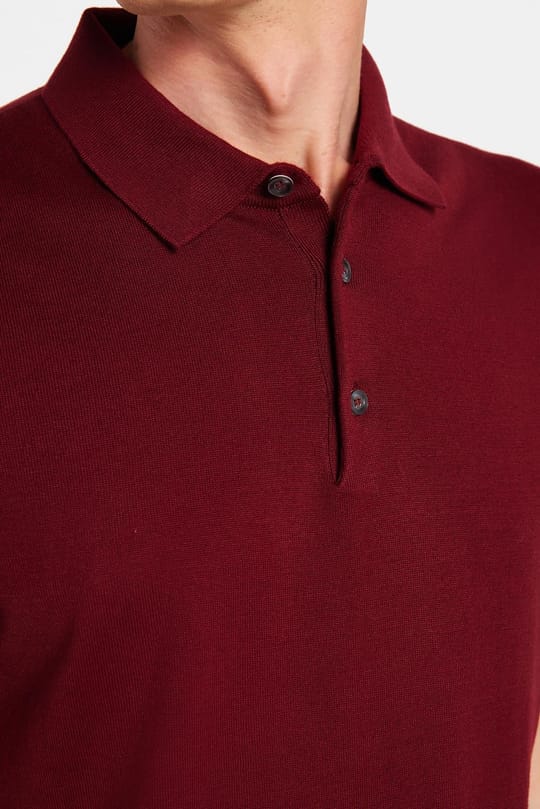 Erkek Slim Fit Dar Kesim Pamuklu Örme Triko Bordo Polo Yaka Tişört