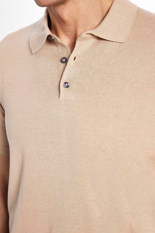 Erkek Slim Fit Dar Kesim Pamuklu Örme Triko Taş Polo Yaka Tişört