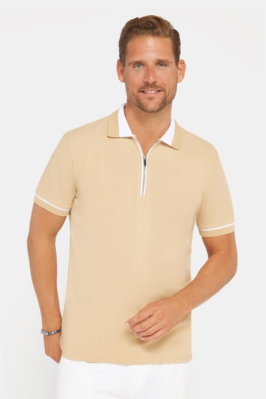 Erkek 5li Paket Lacivert-Haki-Yeşil-Vizon-Gri Slim Fit Dar Kesim Pamuklu Düz Fermuarlı Pike Polo Yaka Tişört