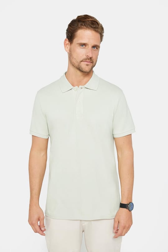 Erkek Slim Fit Dar Kesim %100 Pamuk Düz Pike Gri Polo Yaka Tişört