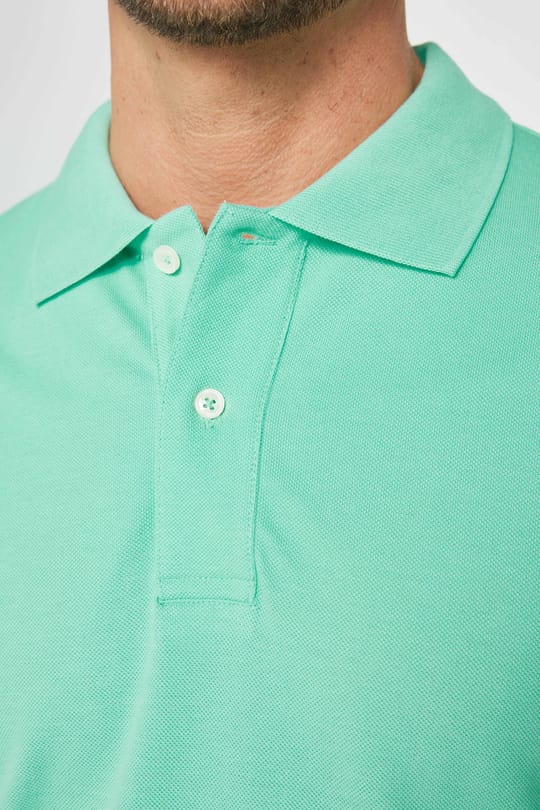 Erkek Slim Fit Dar Kesim %100 Pamuk Düz Pike Yeşil Polo Yaka Tişört