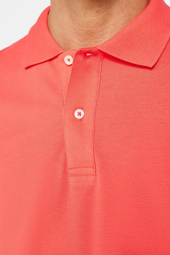 Erkek Slim Fit Dar Kesim %100 Pamuk Düz Pike Nar Renk Polo Yaka Tişört