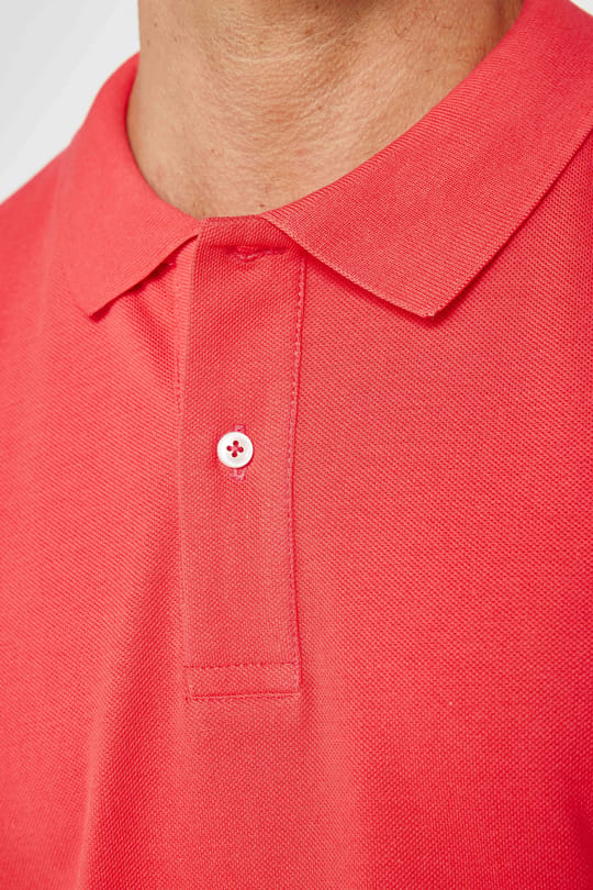 Erkek Slim Fit Dar Kesim %100 Pamuk Düz Pike Nar Renk Polo Yaka Tişört