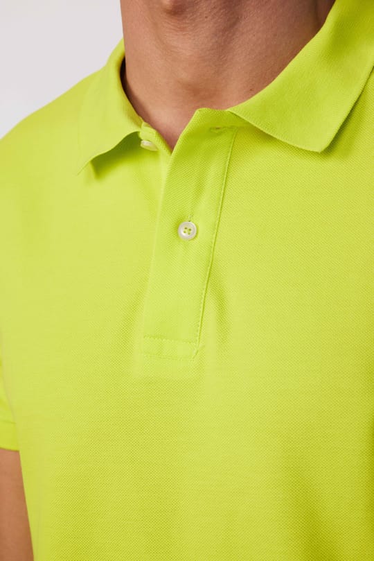 Erkek Slim Fit Dar Kesim %100 Pamuk Düz Pike Yeşil Polo Yaka Tişört