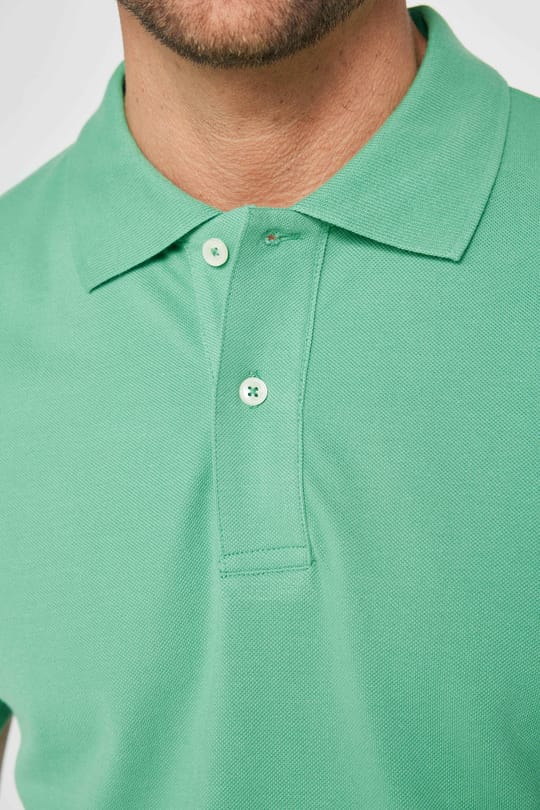 Erkek Slim Fit Dar Kesim %100 Pamuk Düz Pike Yeşil Polo Yaka Tişört