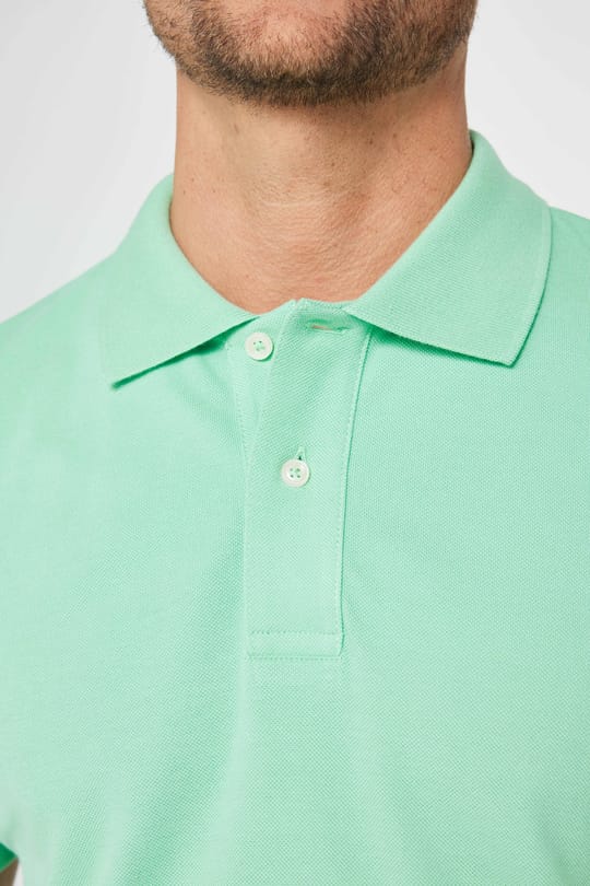 Erkek Slim Fit Dar Kesim %100 Pamuk Düz Pike Mint Polo Yaka Tişört
