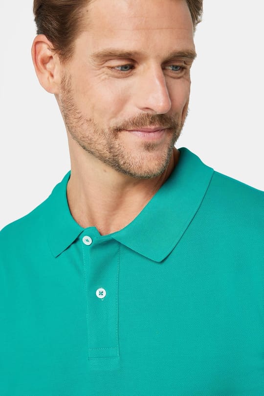 Erkek Slim Fit Dar Kesim %100 Pamuk Düz Pike Yeşil Polo Yaka Tişört
