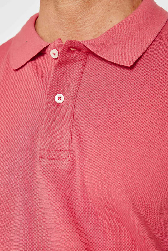 Erkek Slim Fit Dar Kesim %100 Pamuk Düz Pike Pudra Renk Polo Yaka Tişört